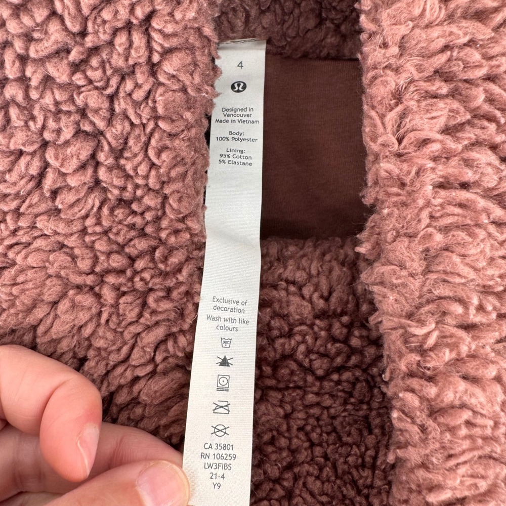 Lululemon Oh So Sherpa Pullover Women 4 Dusty Rose Funnel Neck Fleece LW3FIBS - Picture 6 of 8